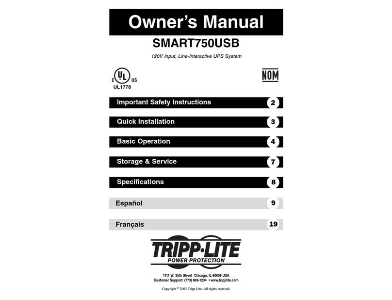 Tripp Lite Line-Interactive UPS System SMART750USB owner's manual Tripp Lite Line-Interactive UPS System SMART750USB owner's manual