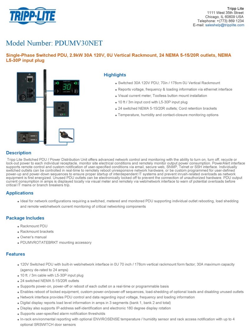 Tripp Lite PDUMV30NET User manual