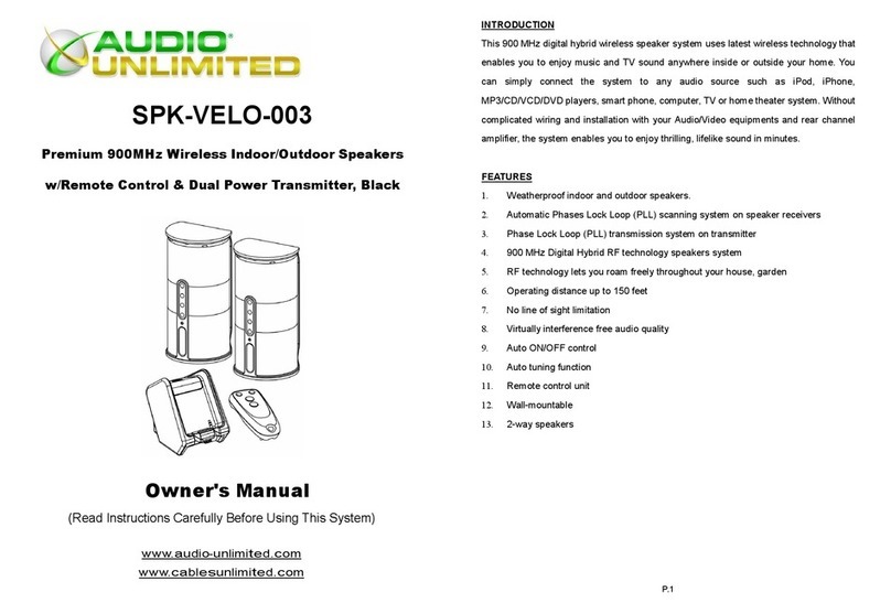 Audio Unlimited SPK-VELO-003 User manual Audio Unlimited SPK-VELO-003 User manual