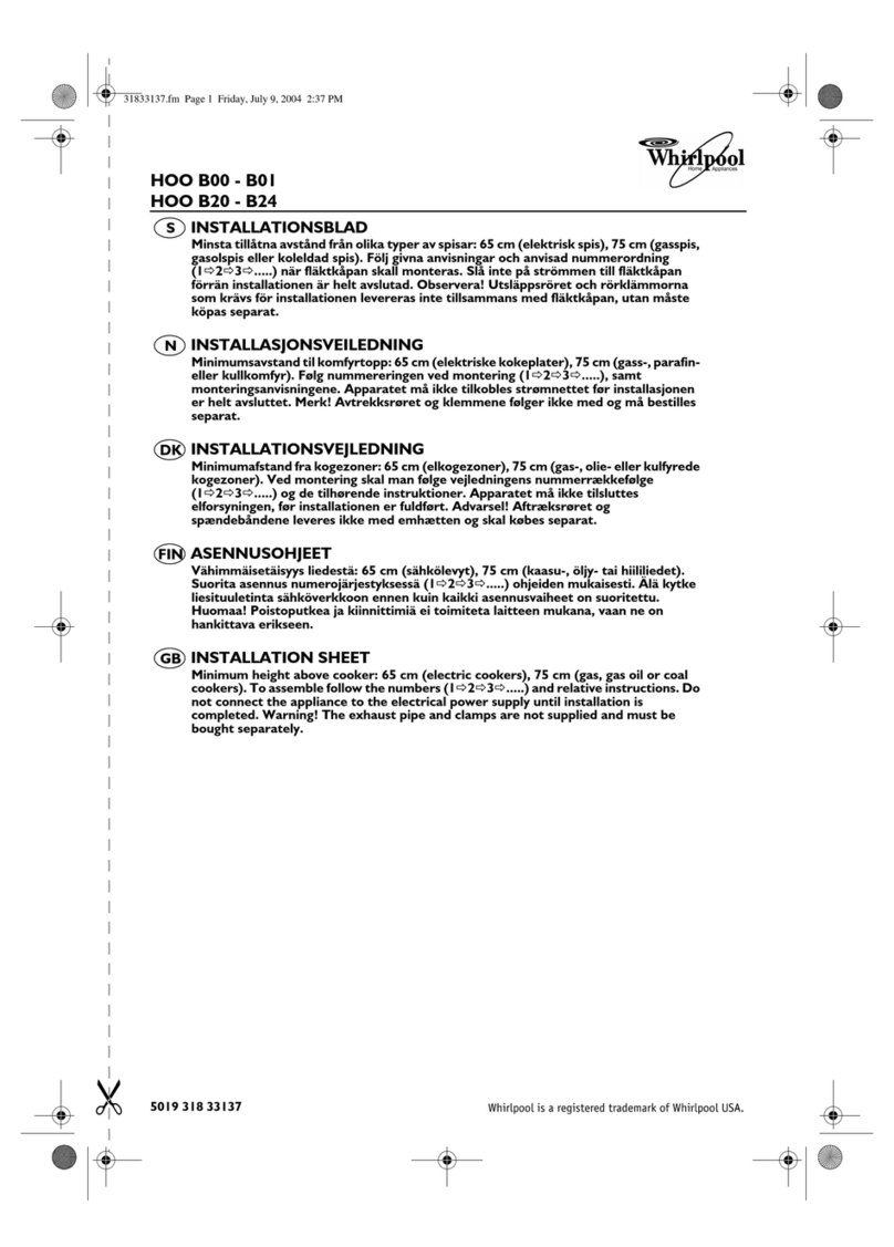 Whirlpool HOO B00 Installation & assembly instructions