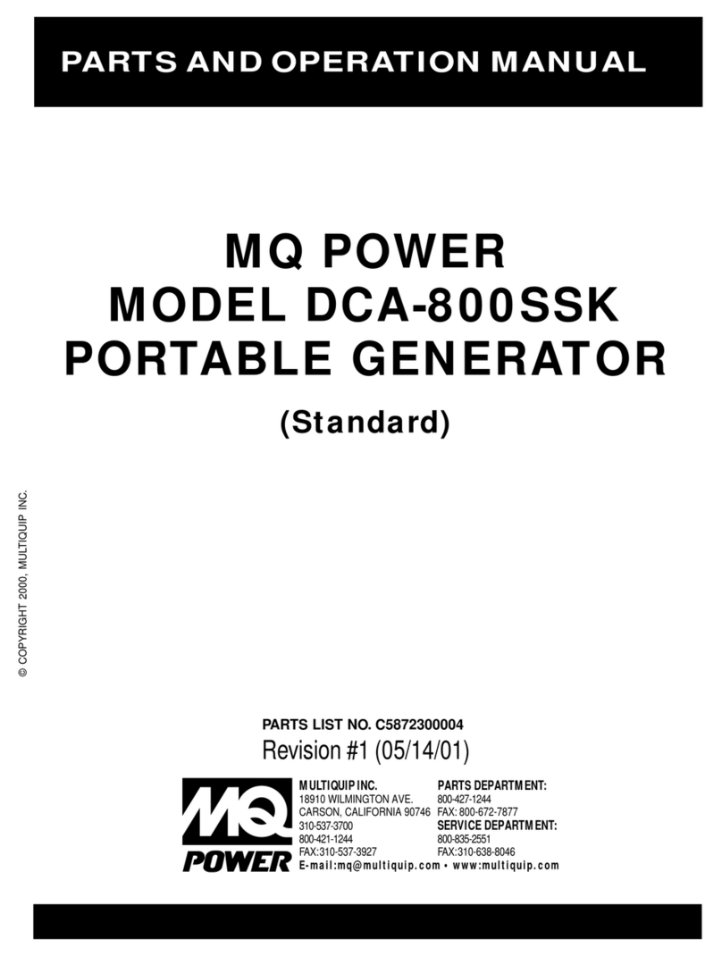 MQ Power WhisperWatt DCA800SSK Parts and operation manual