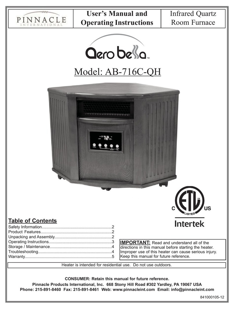 Pinnacle Aero Bella AB-716C-QH User's manual and operating instructions