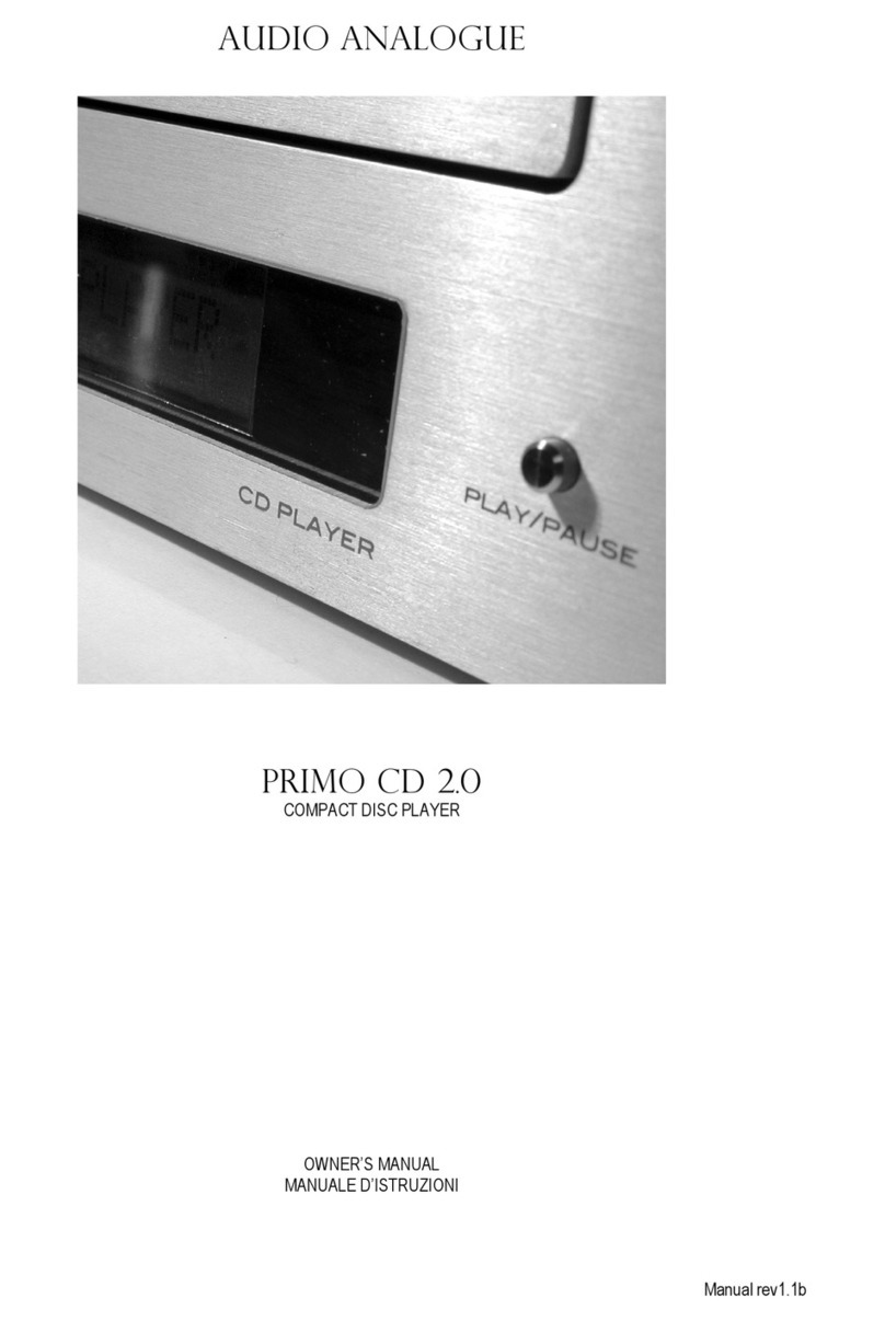 Audio Analogue PRIMO CD 2.0 owner's manual