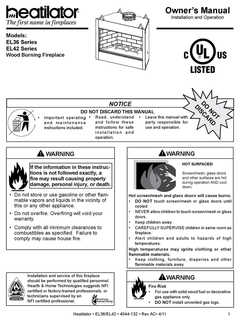 Heatilator Wood Burning Fireplace EL36 Series User manual