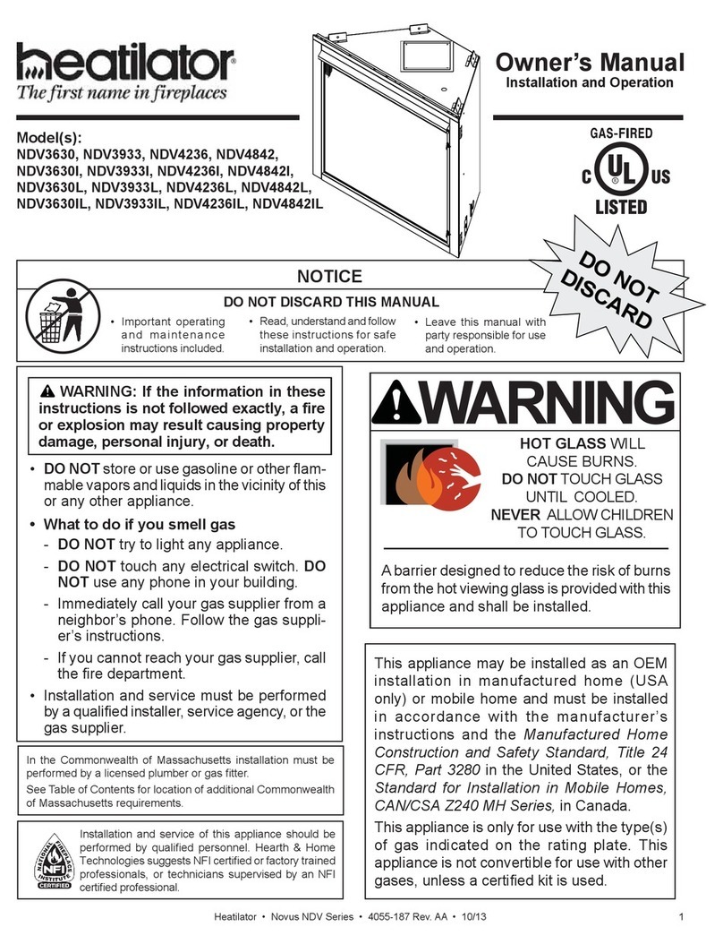 Heatilator Novus NDV3630 Owner's manual installation and operation Heatilator Novus NDV3630 Owner's manual installation and operation