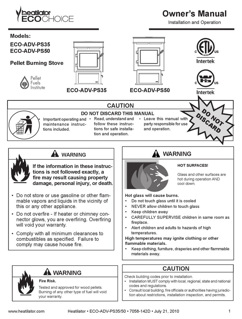 Heatilator ECO-ADV-PS35 Owner's manual installation and operation Heatilator ECO-ADV-PS35 Owner's manual installation and operation