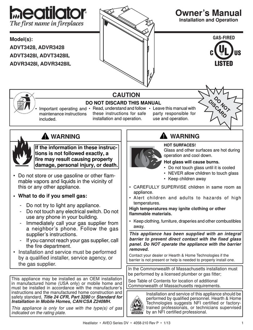 Heatilator Aveo ADVT3428 Owner's manual installation and operation