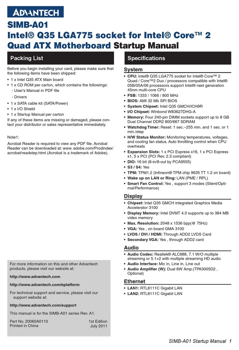 Advantech SIMB-A01 Installation and operation manual
