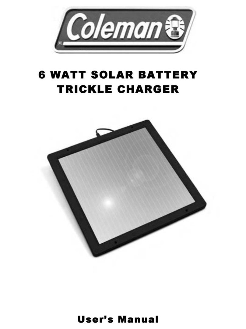 Coleman 6 Watt solar battery trickle charger User manual Coleman 6 Watt solar battery trickle charger User manual