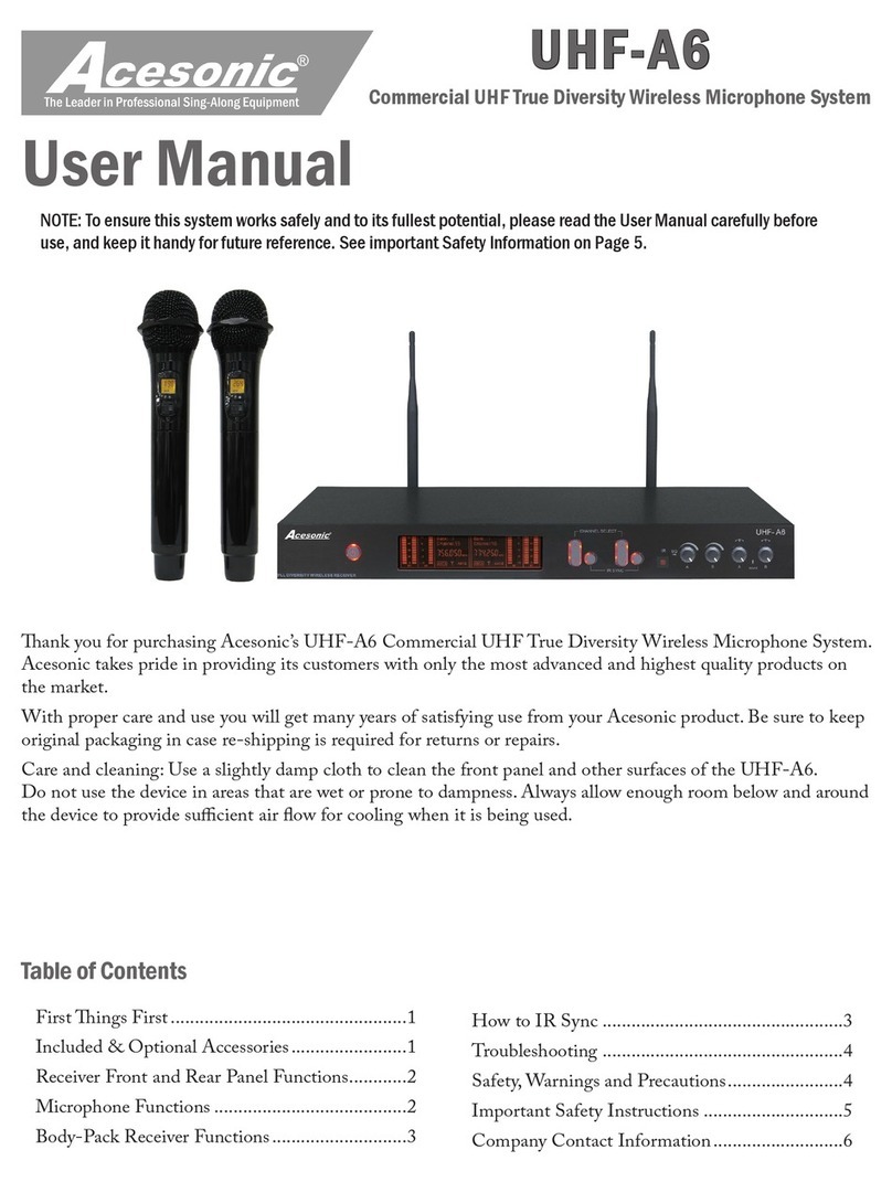 Acesonic uhf-a6 user manual