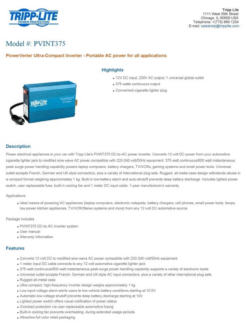 Tripp Lite PowerVerter PVINT375 User manual