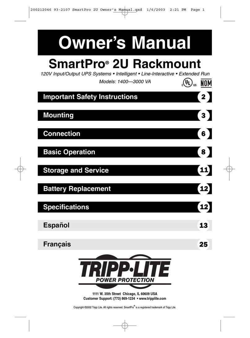 Tripp Lite SmartPro SMART1400RM2U owner's manual