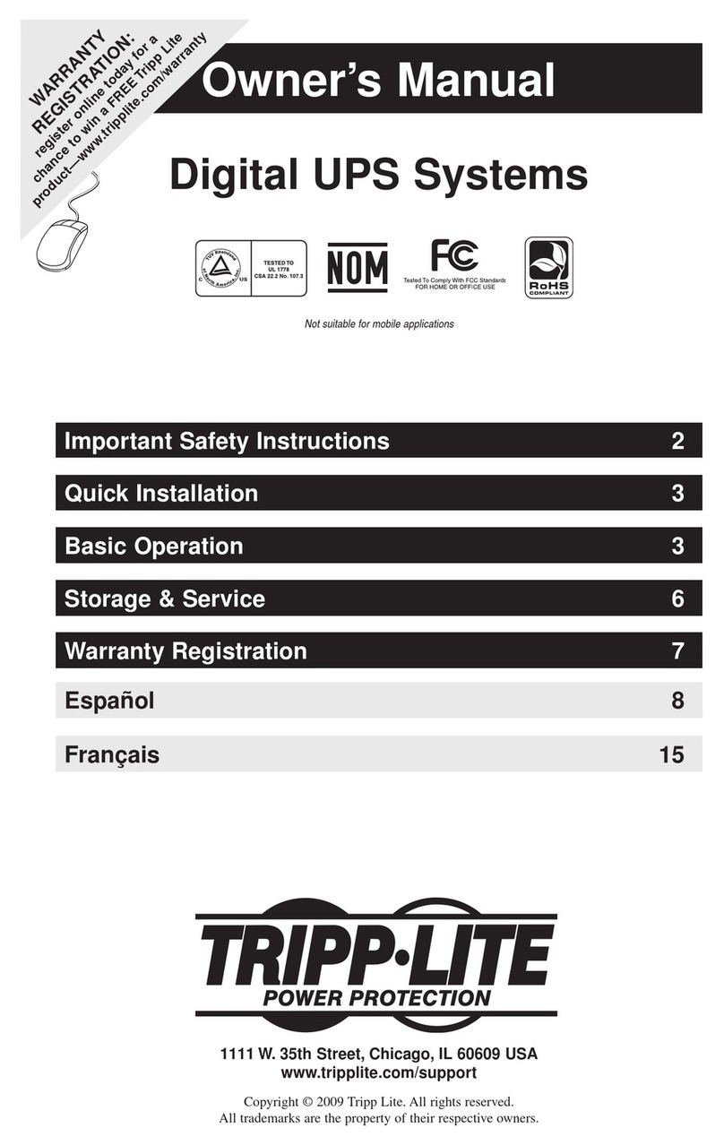 Tripp Lite Digital UPS Systems User manual Tripp Lite Digital UPS Systems User manual