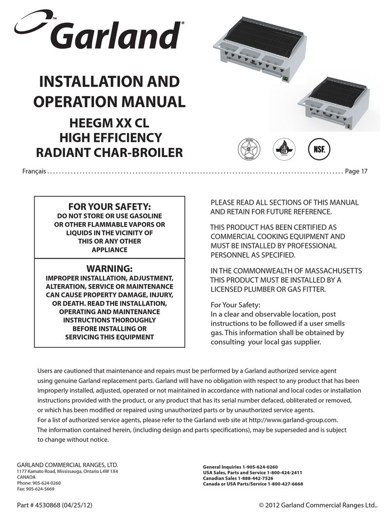 Garland HEEGM XX CL Installation and operation manual
