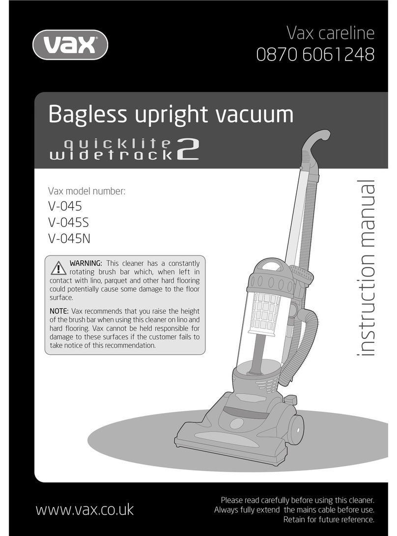 Vax Quicklite Widetrack V-045 User manual Vax Quicklite Widetrack V-045 User manual