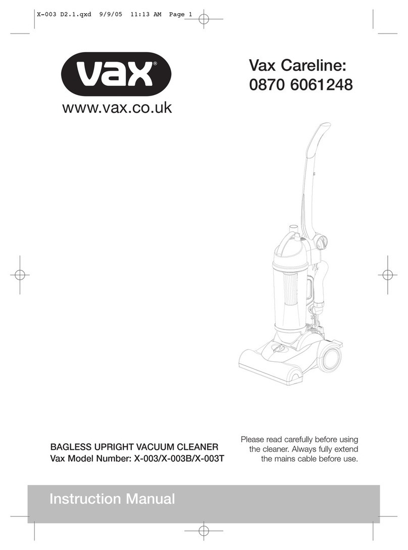 Vax X-003 instruction manual