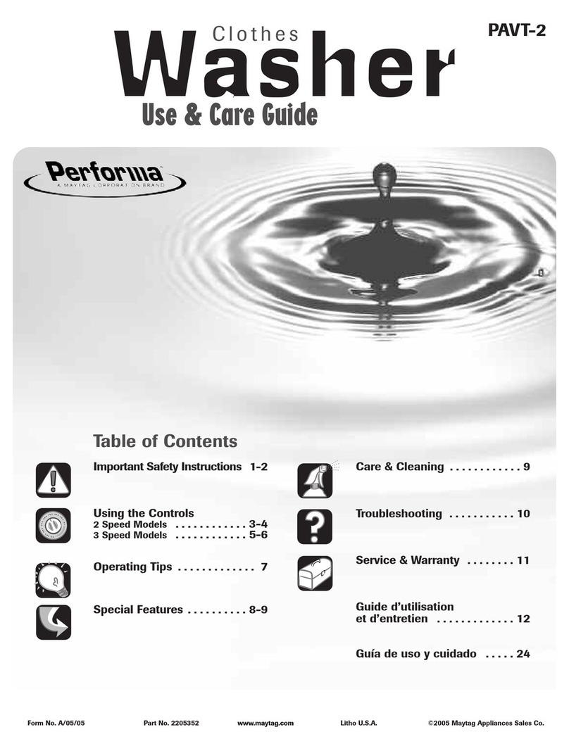 Maytag Performa PAVT-2 User manual