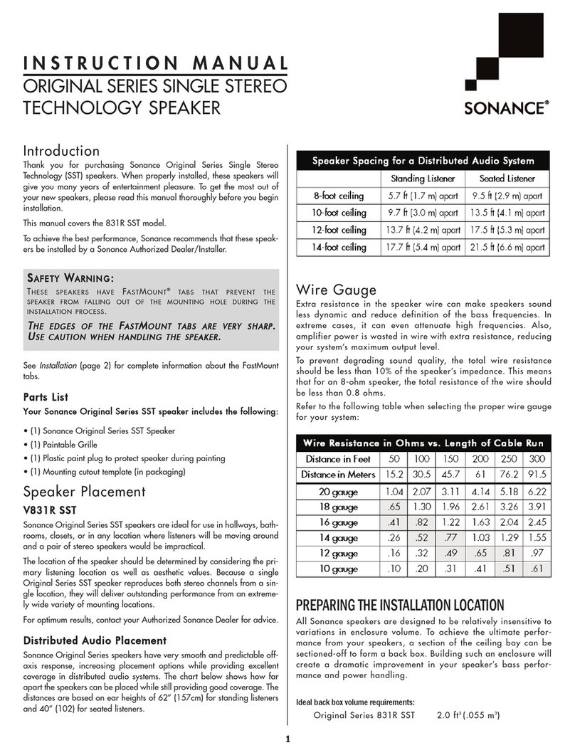 Sonance ORIGINAL SERIES User manual