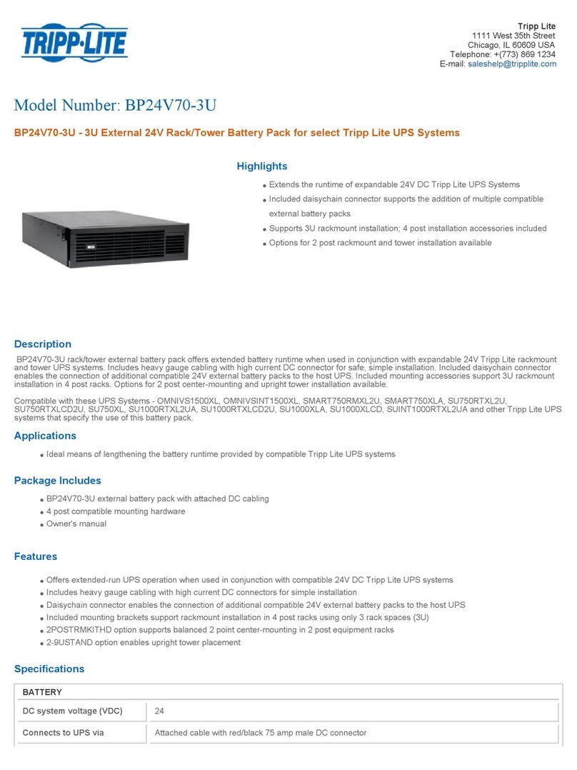 Tripp Lite BP24V70-3U User manual Tripp Lite BP24V70-3U User manual