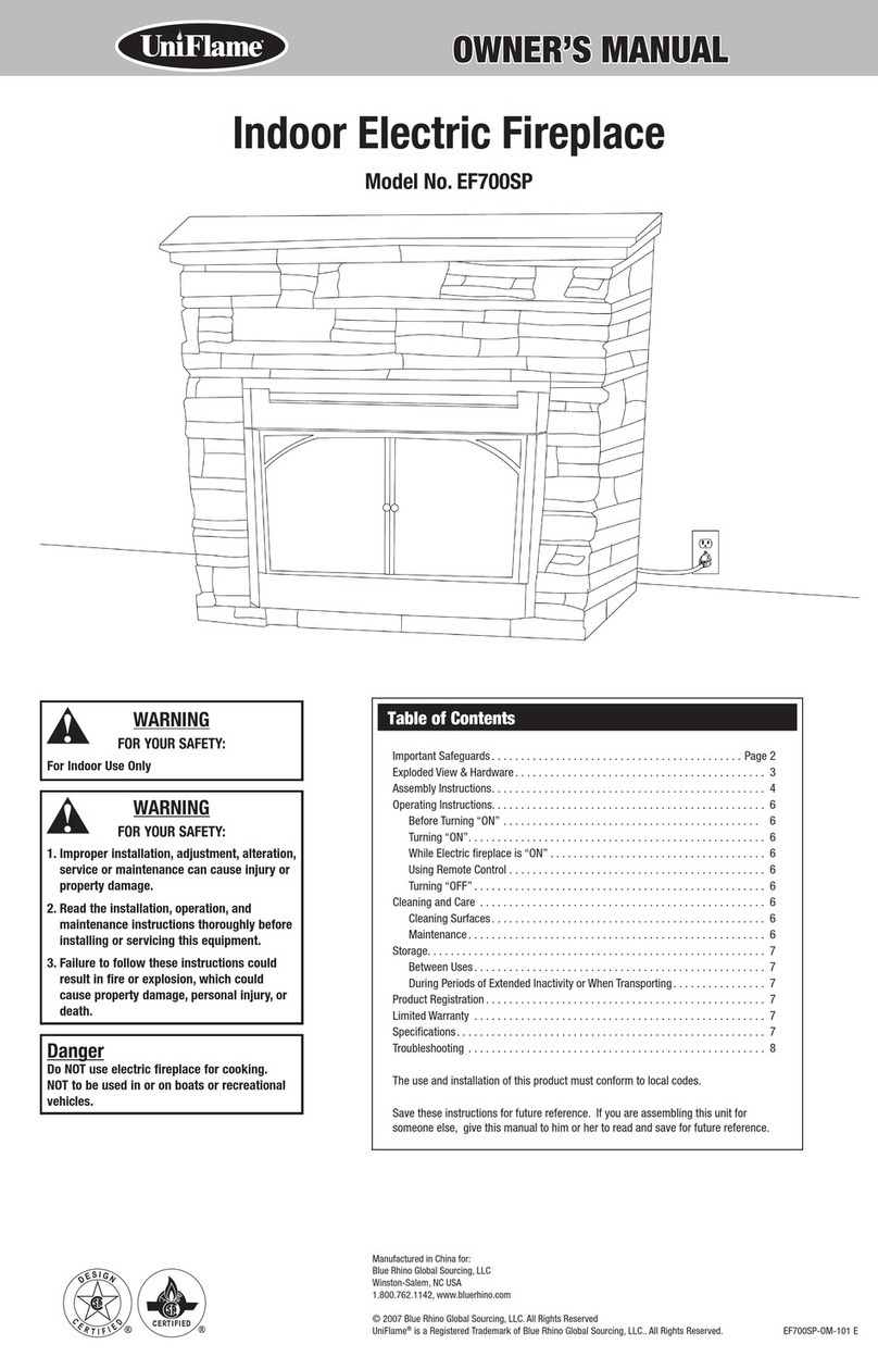 Uniflame EF700SP owner's manual