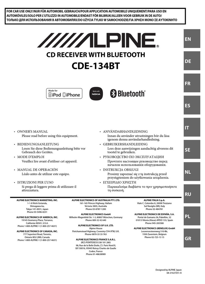 Alpine CDE-134BT owner's manual
