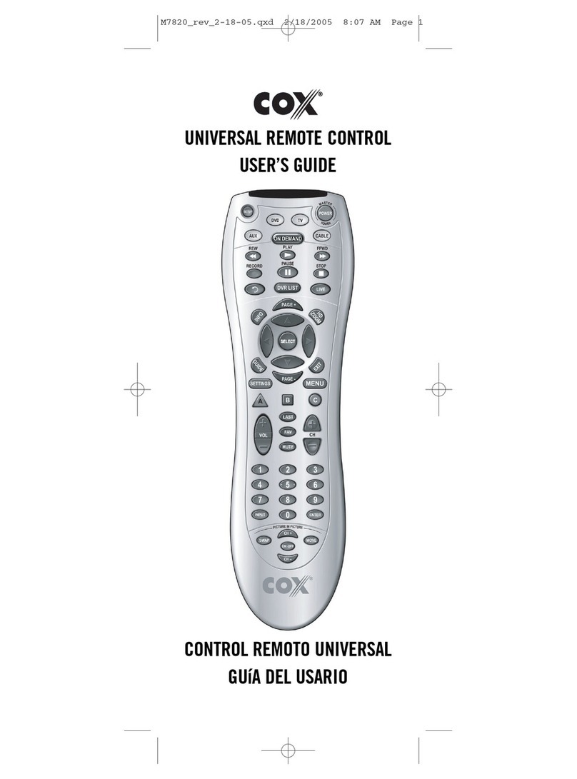 COX Cox Universal Remote Control user guide