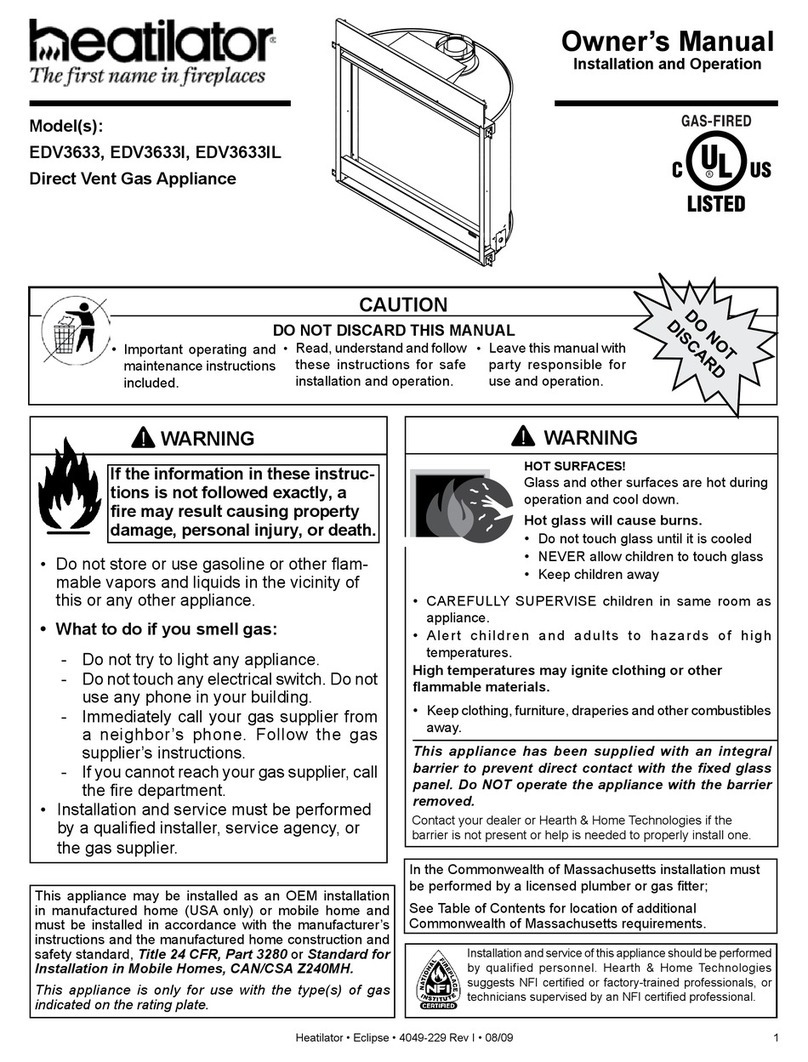 Heatilator Direct Vent Gas Appliance EDV3633 User manual