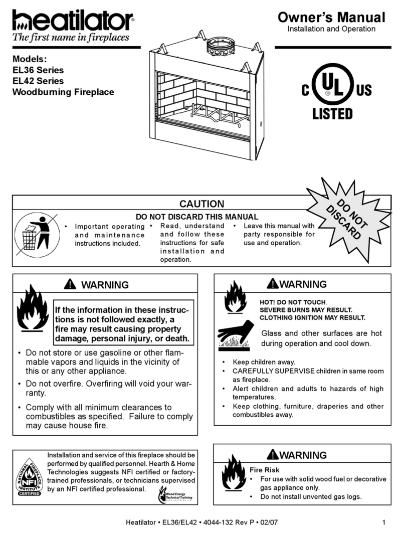 Heatilator Wood Burning Fireplace EL36 Series User manual