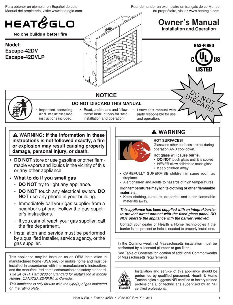Heat & Glo Escape-42DV User manual
