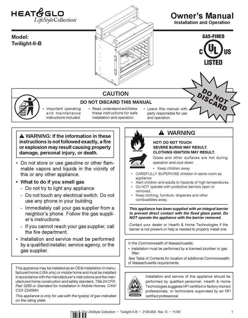 Heat & Glo LifeStyle Twilight-II-B owner's manual
