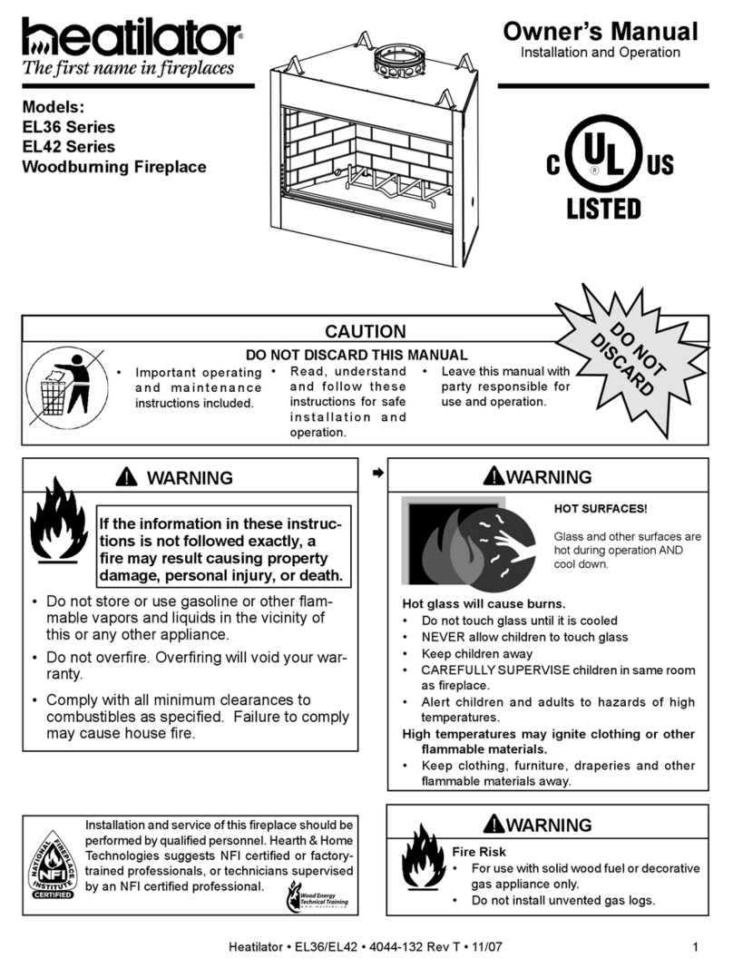 Heatilator Wood Burning Fireplace EL42 Series User manual Heatilator Wood Burning Fireplace EL42 Series User manual