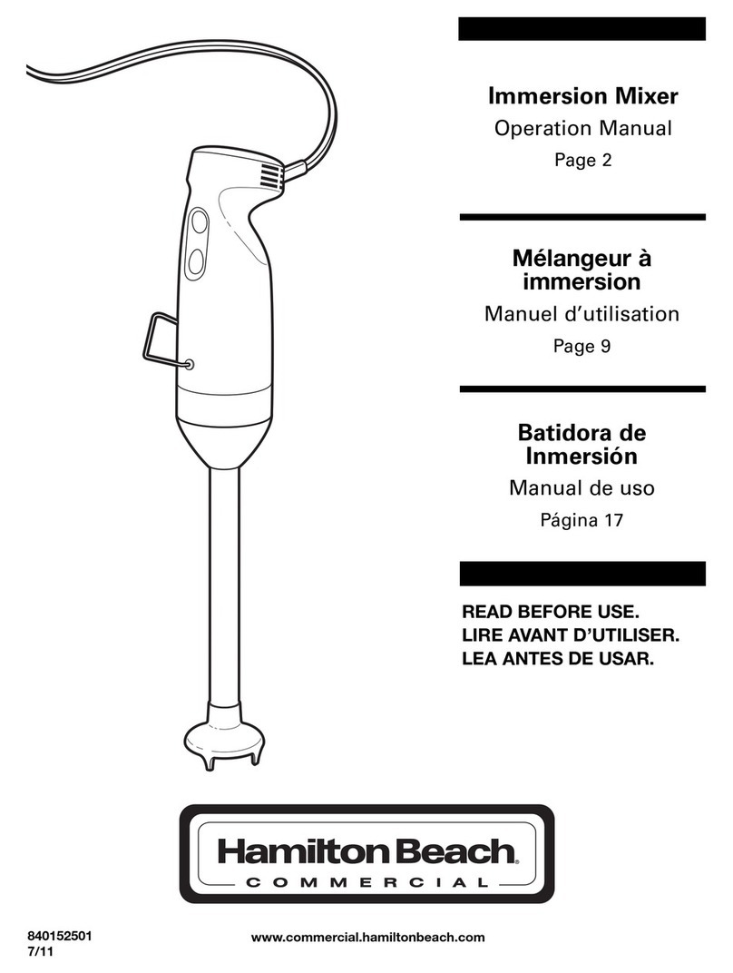 Hamilton Beach Immersion Mixer User manual