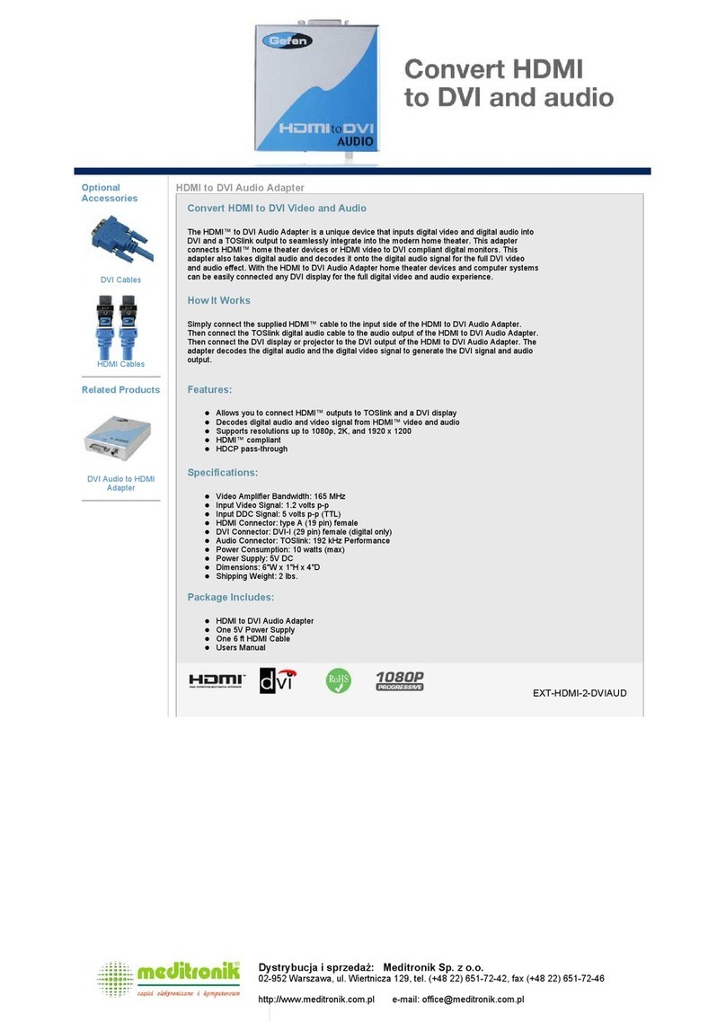 Gefen EXT-HDMI-2-DVIAUD User manual Gefen EXT-HDMI-2-DVIAUD User manual