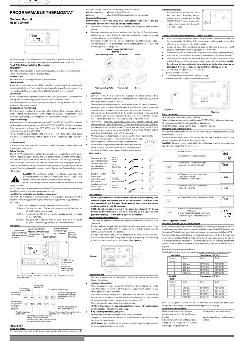 Comfort Stat CP1919 owner's manual