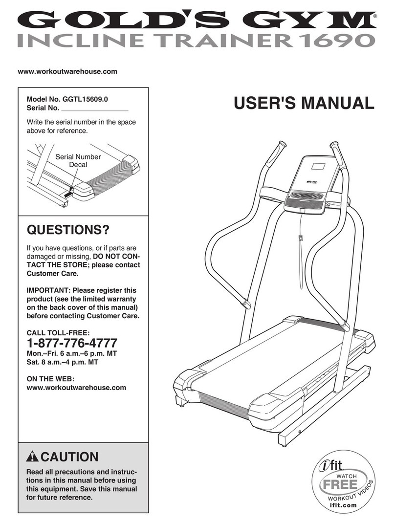 Gold's Gym Incline Trainer 1690 user manual