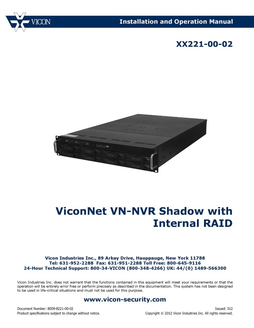 Vicon VN-NVR Shadow XX221-00-02 User manual