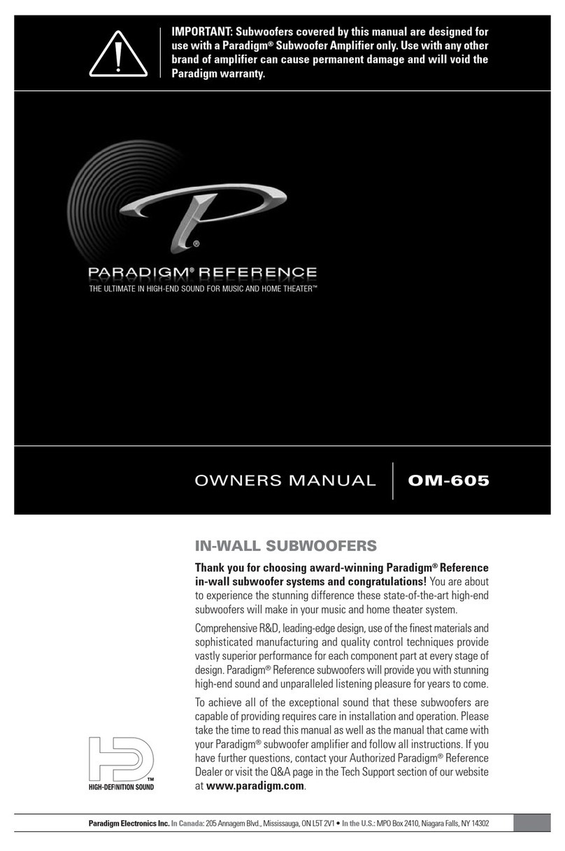 Paradigm Reference OM-605 owner's manual