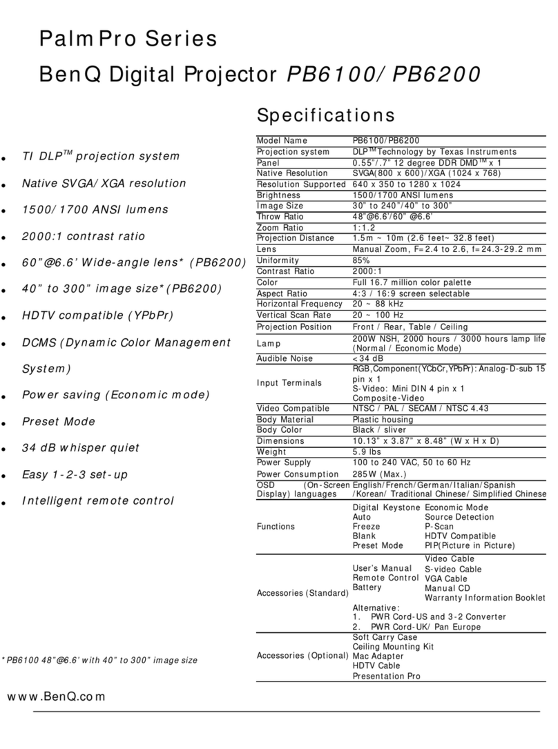 BenQ PB6100 - SVGA DLP Projector User manual