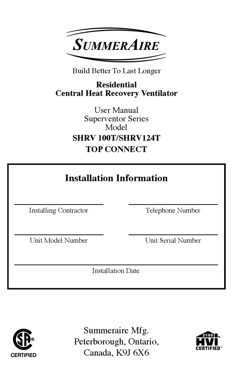SummerAire SHRV 100T user manual