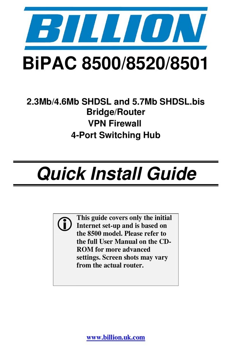 Billion BiPAC 8500 Quick install guide