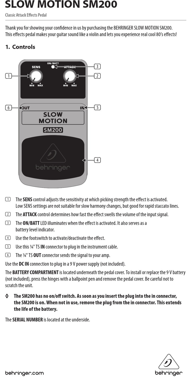 Behringer Slow Motion SM200 user manual