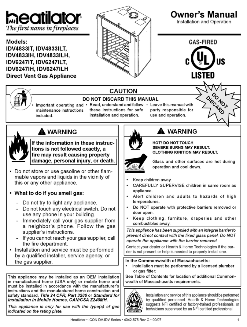 Heatilator Gas Fireplace IDV4833IT owner's manual