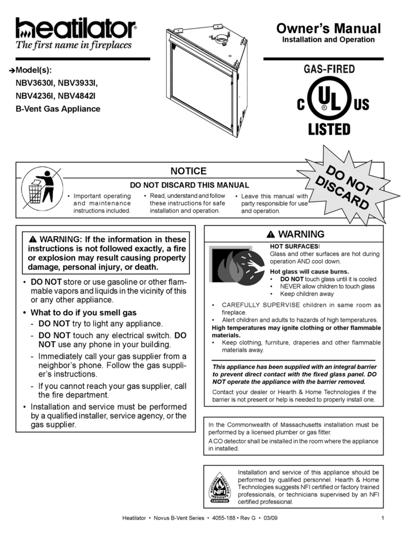 Heatilator NBV3630I owner's manual