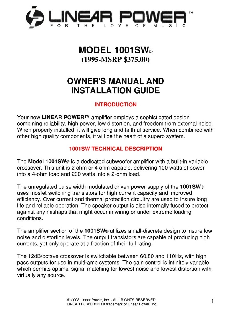 Linear Power LINEAR POWER 1001SW Programming manual