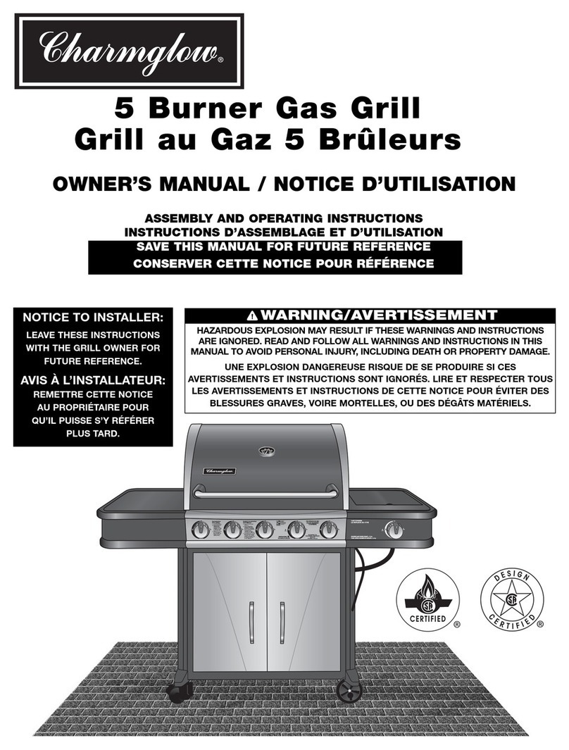 Charmglow 5 Burner Gas Grill User manual