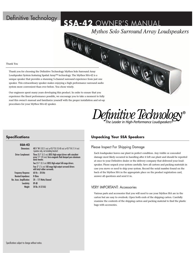 Definitive Technology Mythos SSA-42 User manual