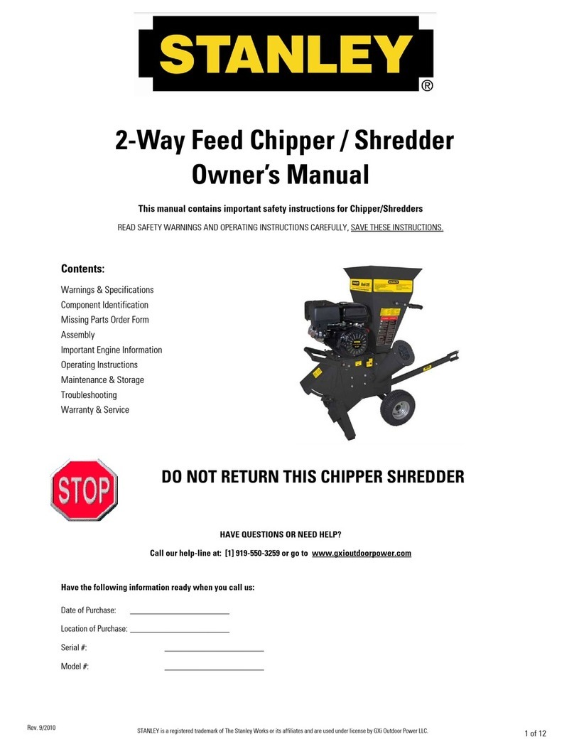 Stanley 2-Way Feed Chipper / Shredder owner's manual