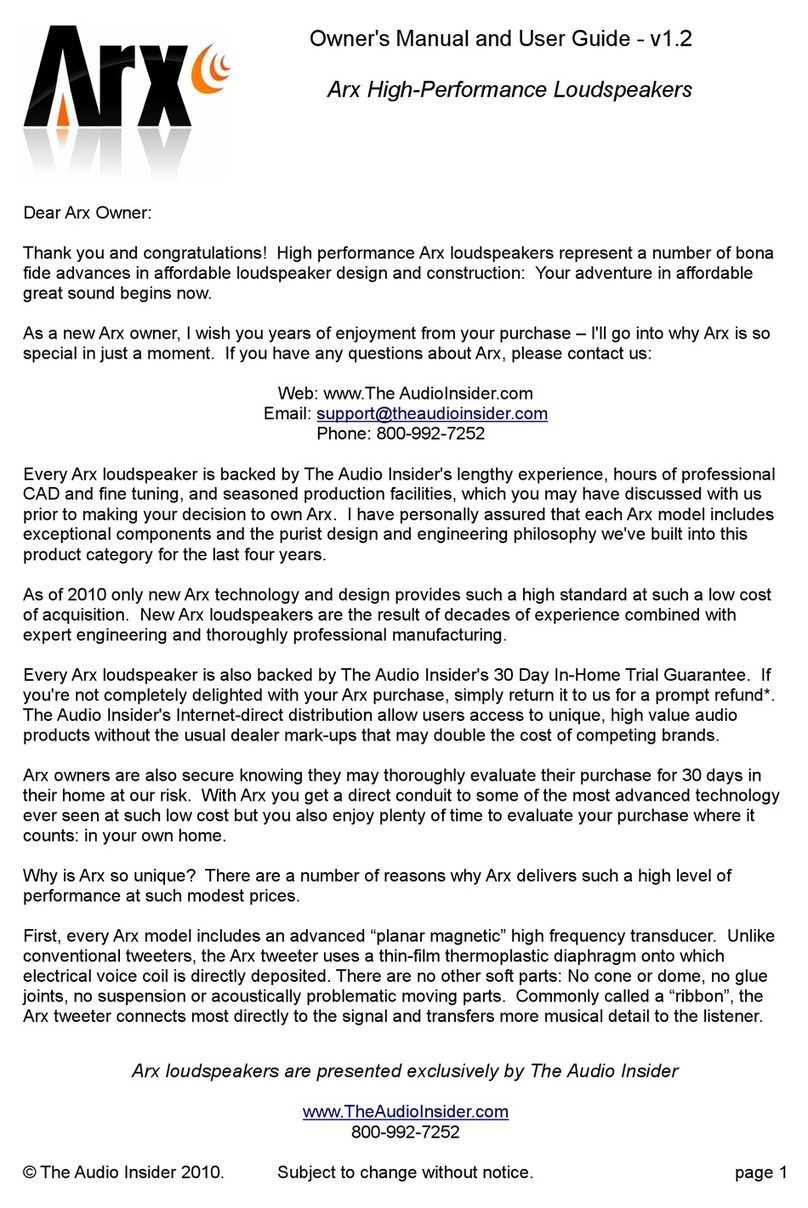 ARX High-Performance Loudspeakers owner's manual