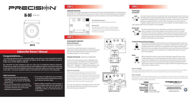 Precision Acoustics HDS10 owner's manual
