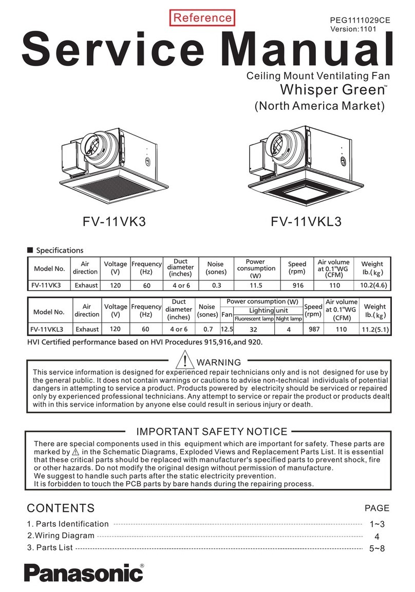 Panasonic Whisper Green FV-11VK3 Service manual Panasonic Whisper Green FV-11VK3 Service manual